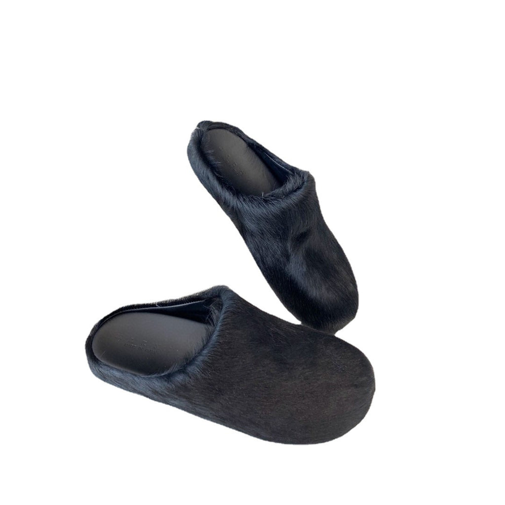 Furry Shearling Slides