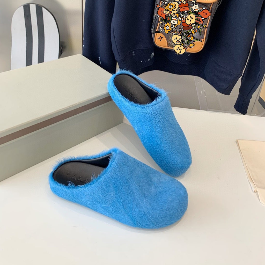 Furry Shearling Slides